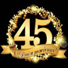 Золотая открытка с 45-летием - картинка gif