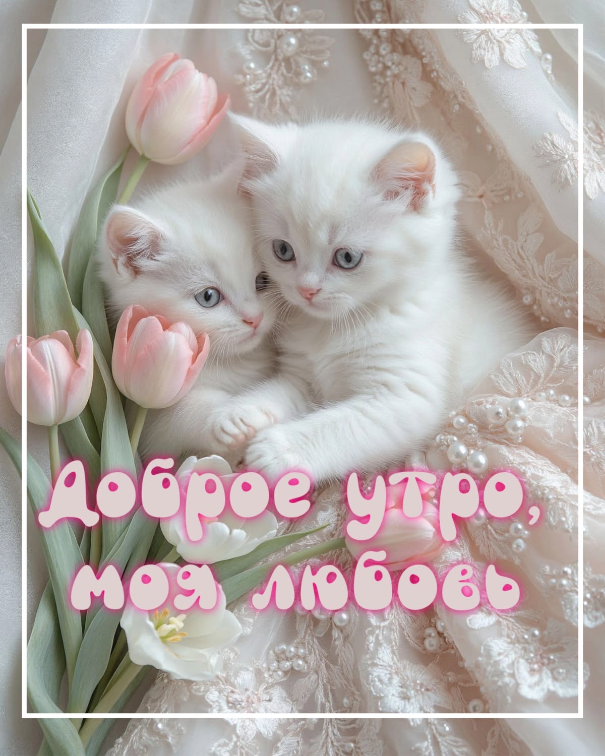 Нежные белые котята - гифки и картинки
