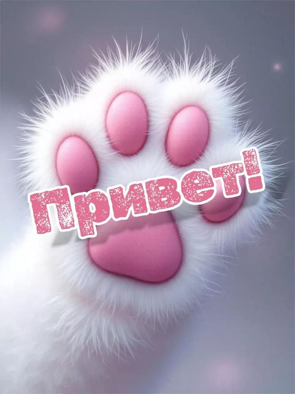 Милое приветствие лапкой - гифки и картинки