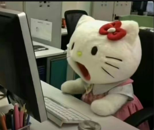 Hello Kitty работает офисе - гифки и картинки