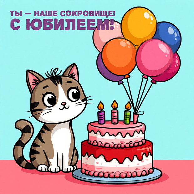 Милый котенок празднует юбилей - гифки и картинки