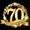 Золотая открытка на 70-летие - картинка gif