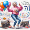 Энергичная бабушка празднует 70-летие - картинка gif