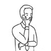 Мужчина задумчиво касается лица - картинка gif