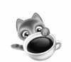 Синий кот пьет кофе - картинка gif