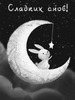 Милый кролик на луне - картинка gif