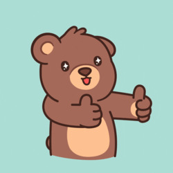 Рисованный медведь показывает лайк - картинка gif