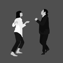 Танцующая пара в минималистичном стиле - картинка gif