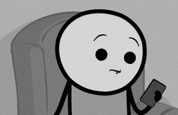 Персонаж сидит с телефоном - картинка gif