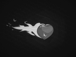 Пылающее сердце в ночном небе - картинка gif