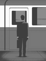 Человек ожидает прибытия поезда - картинка gif