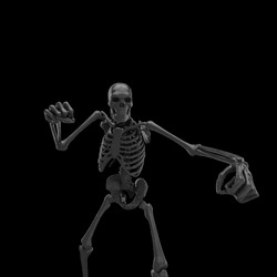 Красный скелет на черном фоне - картинка gif