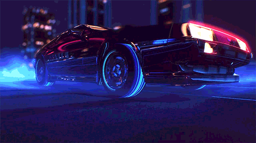 Спортивный автомобиль едет ночью - гифки и картинки