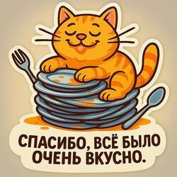 Кот на стопке тарелок - картинка gif