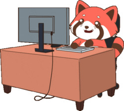 Красная панда работает - картинка gif