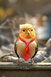 Птица в красном галстуке - картинка gif