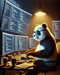 Панда программирует за компьютером - картинка gif
