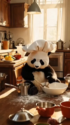 Панда готовит на кухне - картинка gif