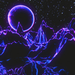 Светящиеся горы под луной - картинка gif