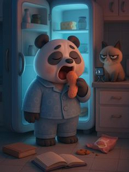 Панда ест ночью - картинка gif