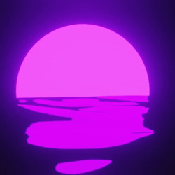 Неоновый закат, водные волны - картинка gif