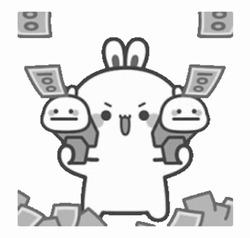 Кролик стреляет денежными купюрами - картинка gif