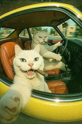 Коты едут на машине - картинка gif
