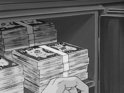 Человек берет пачку денег - картинка gif