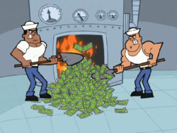 Сжигание денежных купюр - картинка gif