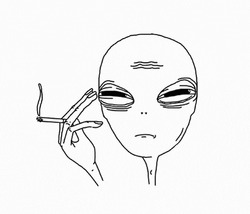 Инопланетянин курит сигарету - картинка gif