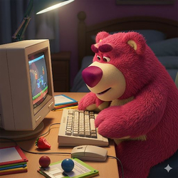 Лотсо играет за компьютером - картинка gif