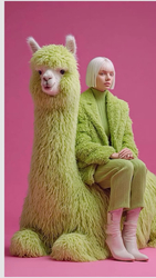 Девушка с зеленой альпакой - картинка gif