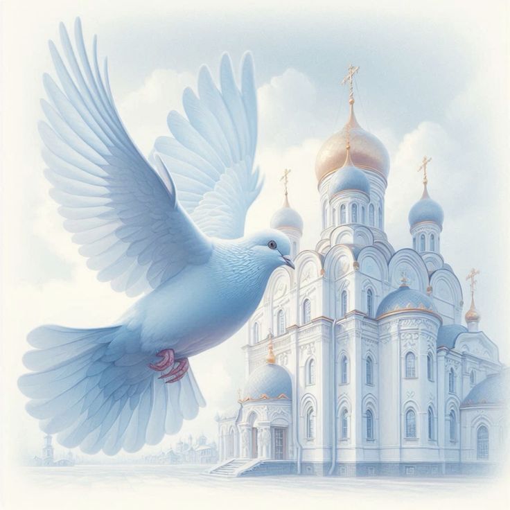 Белый голубь у храма - гифки и картинки