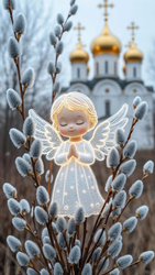Ангел и вербные ветви - картинка gif