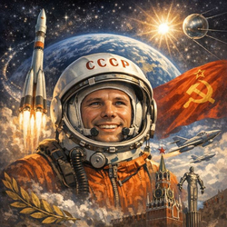 Юрий Гагарин и космос - картинка gif