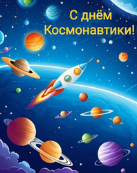 Поздравление с Днём космонавтики - картинка gif