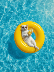 Кот в бассейне - картинка gif
