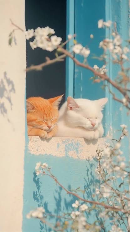 Спящие коты в окне - Весна