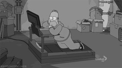 Гомер Симпсон на беговой дорожке - картинка gif