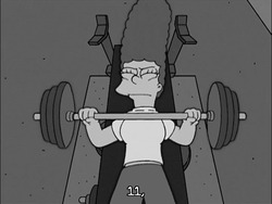 Мардж Симпсон выполняет жим штанги - картинка gif