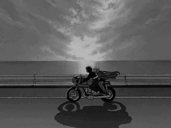 Поездка на мотоцикле в закат - картинка gif