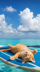 Кот отдыхает на доске - картинка gif