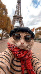 Модный кот в Париже - картинка gif