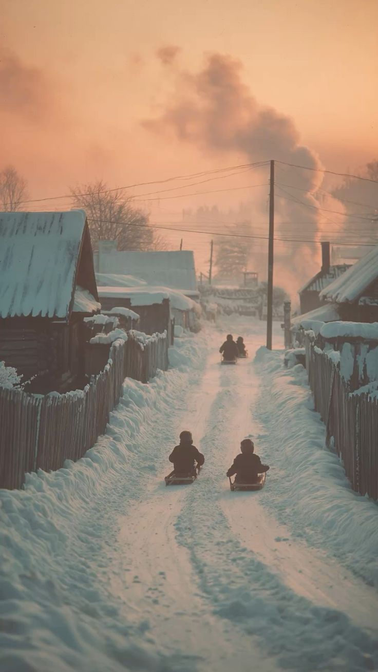 Зимние забавы в деревне - гифки и картинки