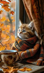 Кот в уютном шарфе - картинка gif