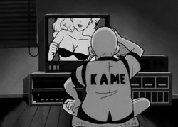 Персонаж смотрит телевизор - картинка gif