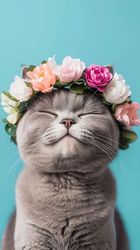 Кот в цветочном венке - картинка gif