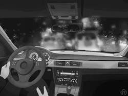Вождение автомобиля ночью - картинка gif