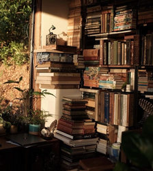 Уютная библиотека с книгами - картинка gif