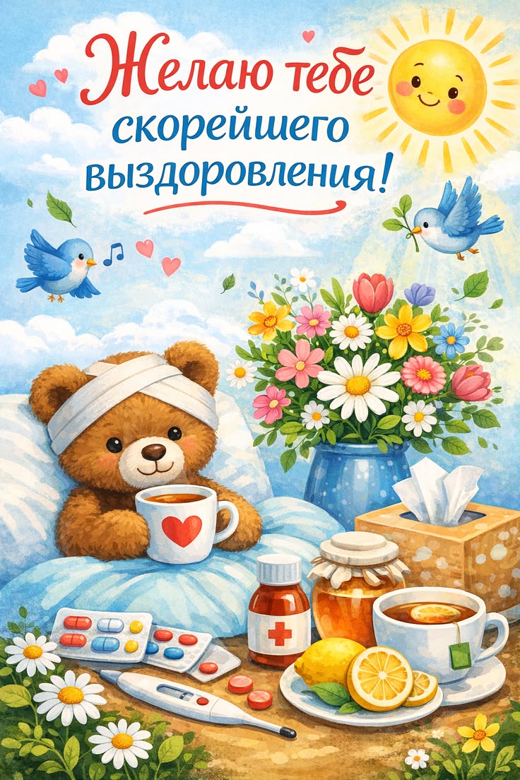 Пожелание скорейшего выздоровления - гифки и картинки